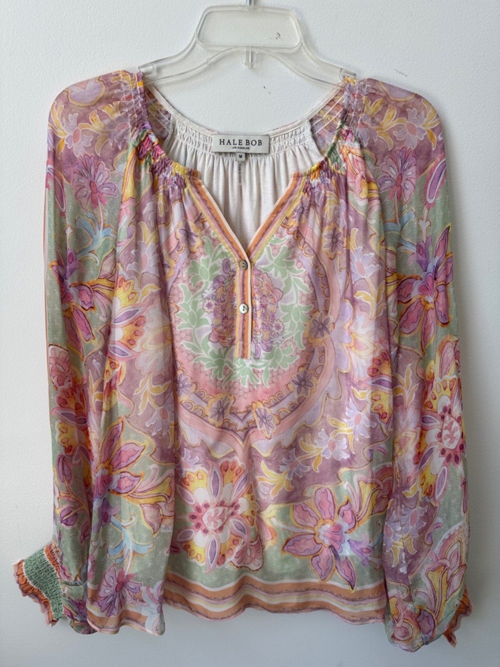 HALE BOB Women's Pastel Floral Peasant Blouse